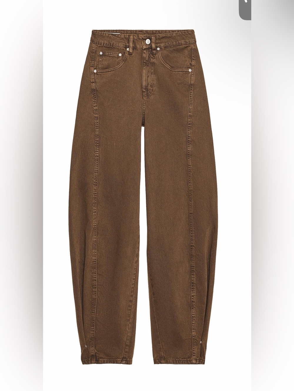High-Rise Wide-Leg Button Ankle Brown Jeans